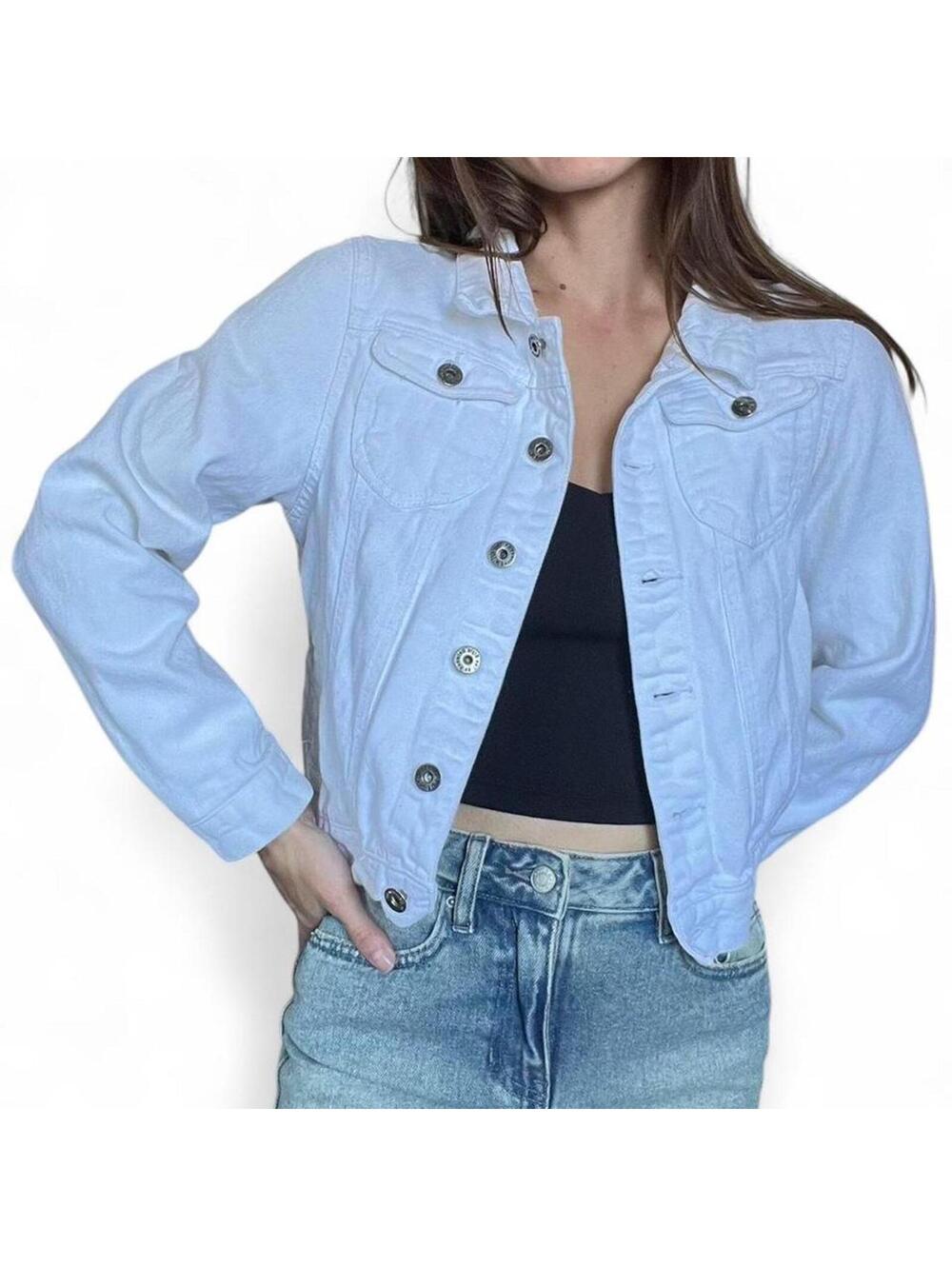 White Denim Cropped Jacket